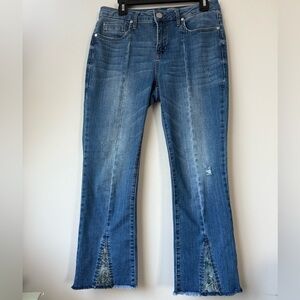 Seven7 Mid Rise Flare Denim Jeans with Patchwork - Size 6